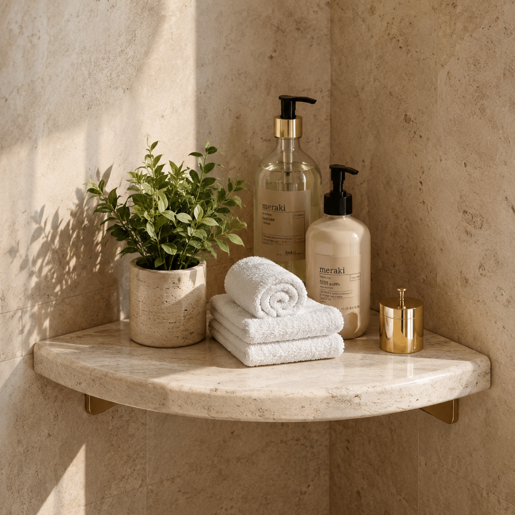 Travertine Stone Bathroom Shelf