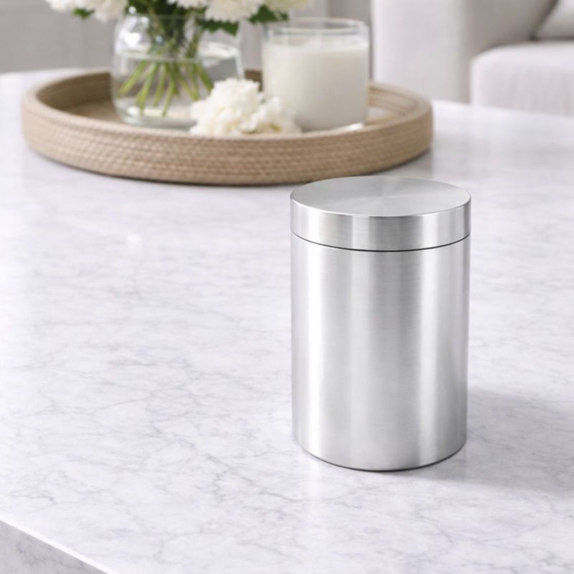 Luxury Brass Tea Canister Airtight Storage Jar 150mL Foldable Gold/Silver Eco-Friendly Modern Home Decor Kitchen Handcrafted - Silver