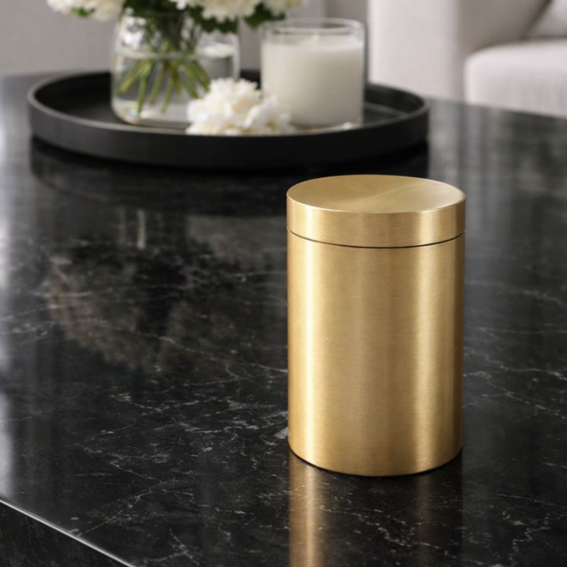 Luxury Brass Tea Canister Airtight Storage Jar 150mL Foldable Gold/Silver Eco-Friendly Modern Home Decor Kitchen Handcrafted - Gold