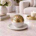 Custom Mubkhar Brass Incense Burner Gold Bakhoor Burner with White Marble and Gold Brass for Arabic Home Decor Gifts