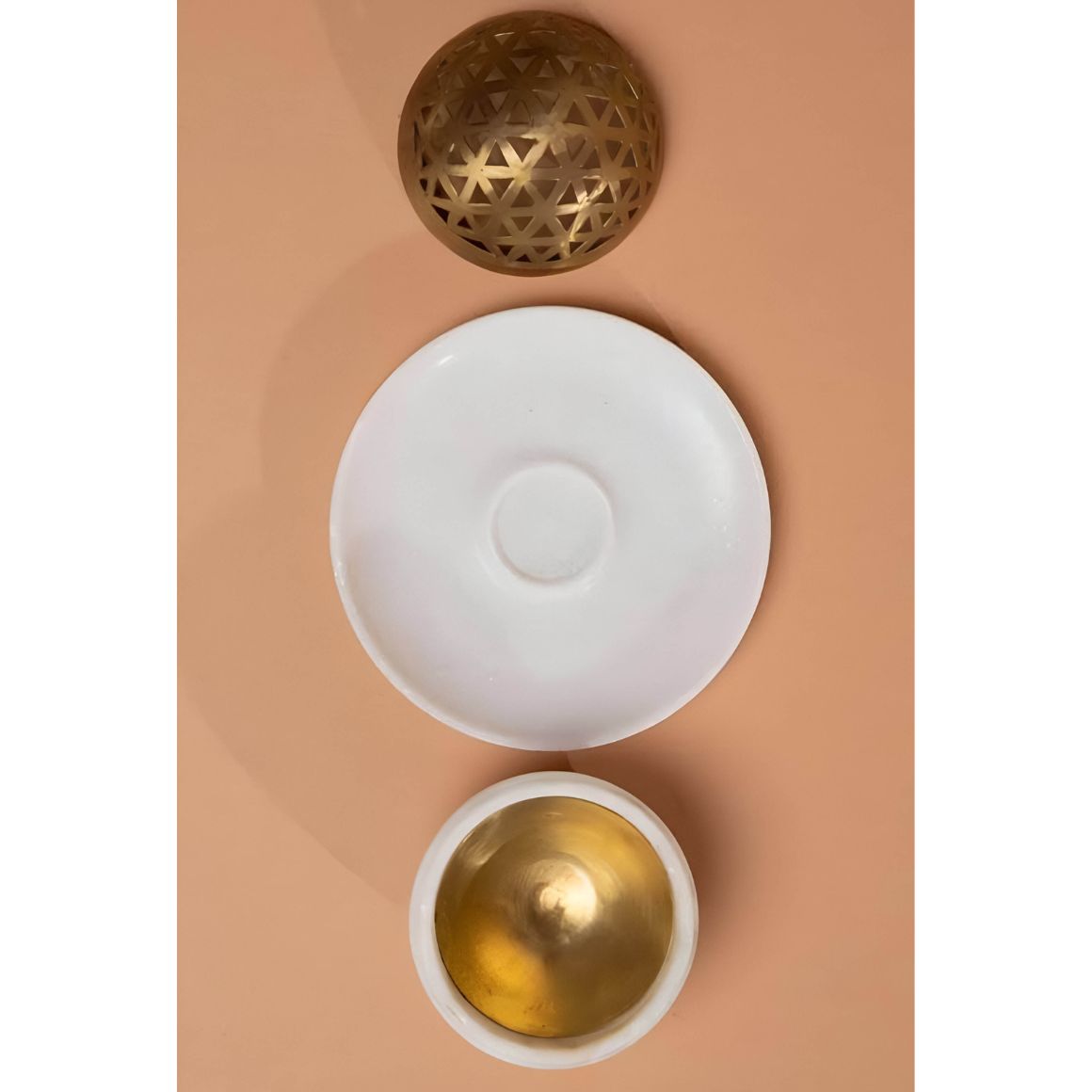 Custom Mubkhar Brass Incense Burner Gold Bakhoor Burner with White Marble and Gold Brass for Arabic Home Decor Gifts