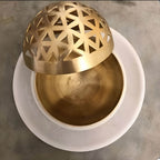 Custom Mubkhar Brass Incense Burner Gold Bakhoor Burner with White Marble and Gold Brass for Arabic Home Decor Gifts