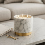 New Design Natural Marble Handmade Eco-Friendly Votive Candle Holder Gold Rim Elegant Luxury Home Decor for Easter Christmas