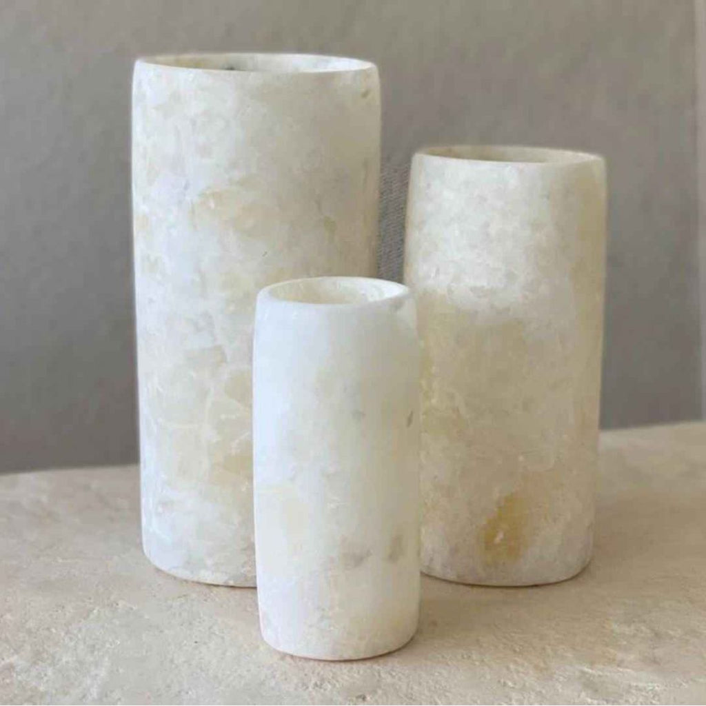 Rustic Alabaster Handmade Tea Light Candle Holders Custom Shapes Sizes White Jars Home Decoration From Indian Factory Wholesale