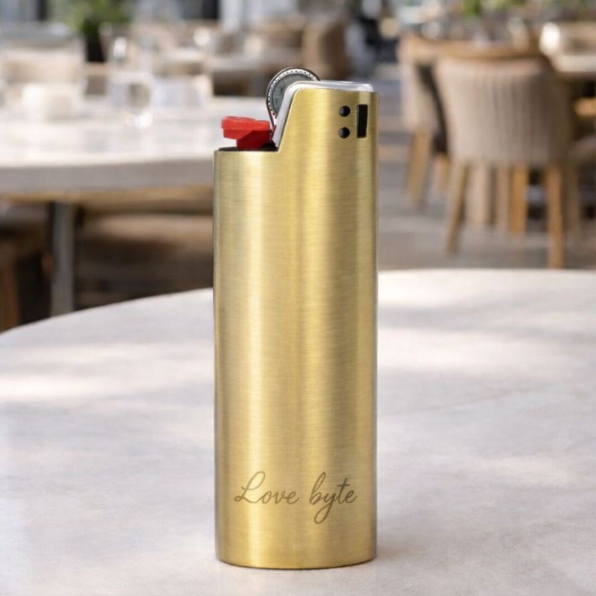 Brass Waterproof Eco-Friendly Engraved Cigarette Lighter Case Custom Metal Style Luxury Cover Chain OEM ODM Factory Wholesale - Gold