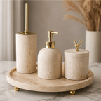 Designer Nature Stone Onyx Alabaster Marble Eco-Friendly Five-piece Bathroom Accessory Set Liquid Soap Dispenser Customizable