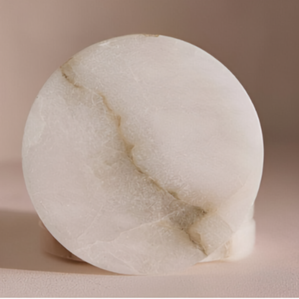 Luxury Handmade Alabaster Stone Coaster Set | Natural White Alabaster Drink Coasters | Premium Home Hotel Restaurant Decor