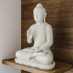 Luxury White Marble Buddha Statue Handmade Carved Spiritual Decor Premium Quality Hand Polished Living Room Bedroom Temple
