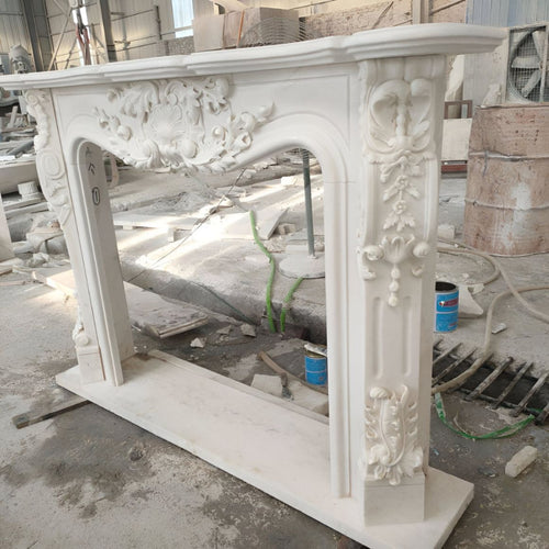 Classic Marble Fireplace Mantel Elegant Handmade Carved Stone Surround Premium Finish Factory Direct Wholesale Global Export