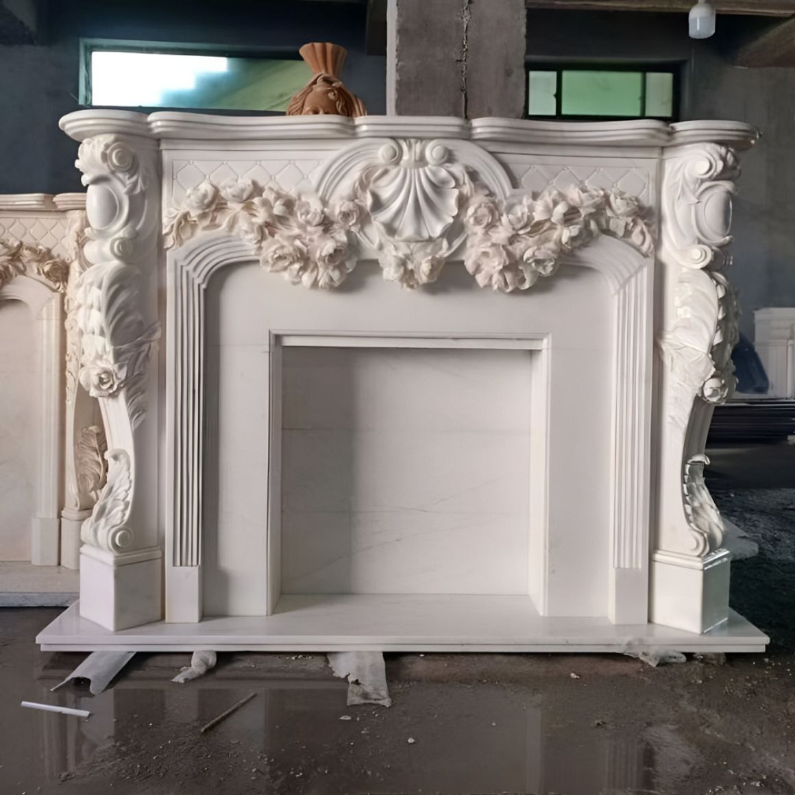 Classic Marble Fireplace Mantel Elegant Handmade Carved Stone Surround Premium Finish Factory Direct Wholesale Global Export