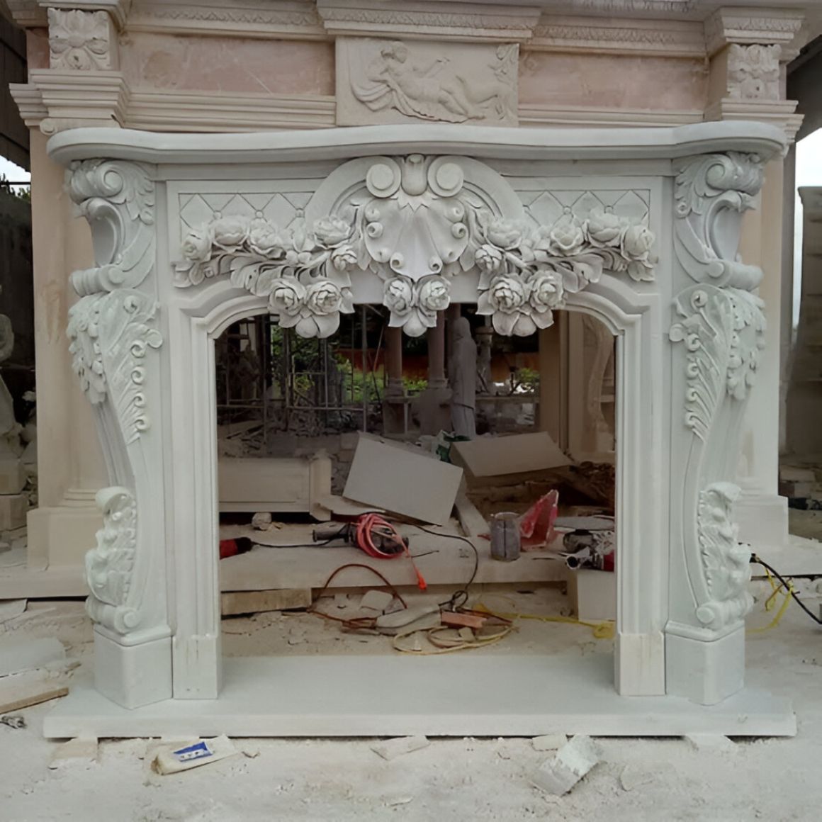 Classic Marble Fireplace Mantel Elegant Handmade Carved Stone Surround Premium Finish Factory Direct Wholesale Global Export