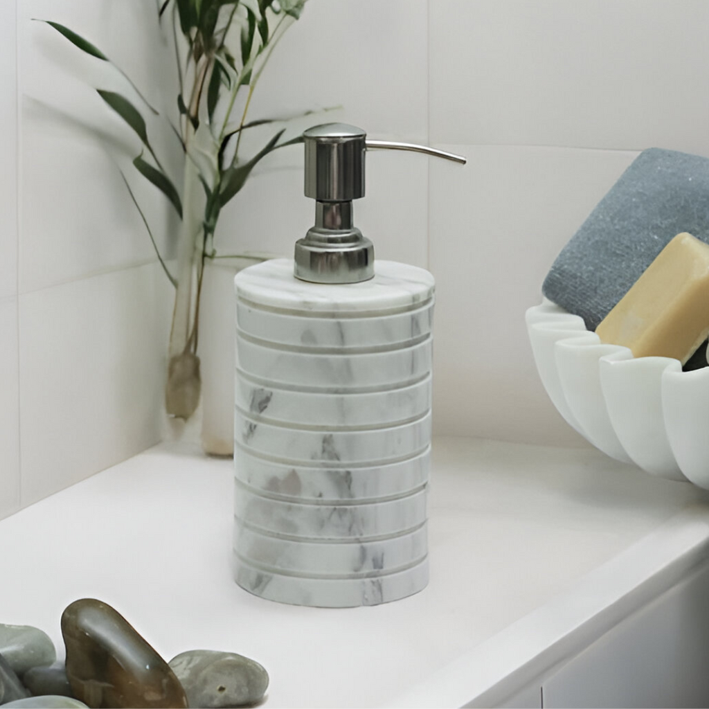 Wholesale High Quality Marble Automatic and Manual Soap Dispensers with Modern Design Refillable Custom Logo for Bathroom Use