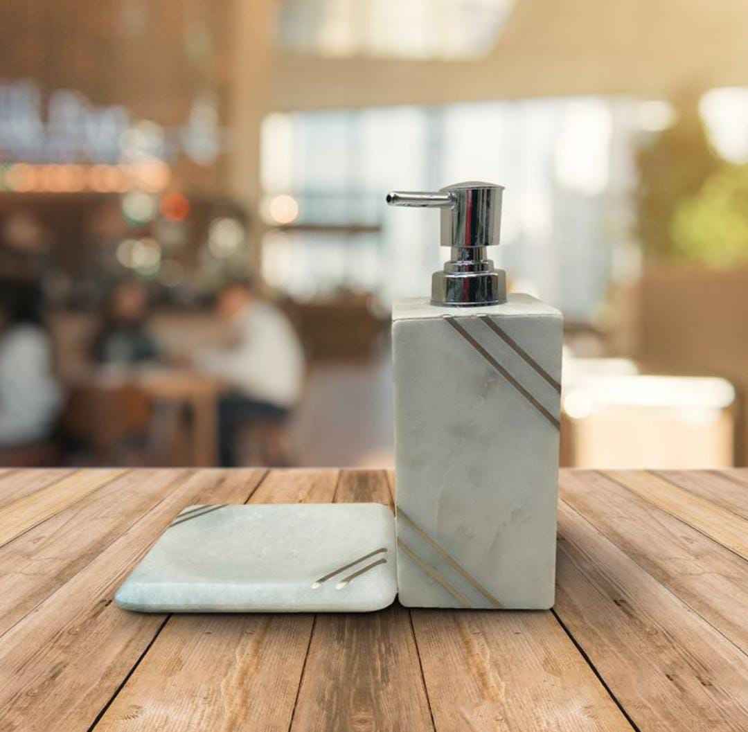 Wholesale High Quality Marble Automatic and Manual Soap Dispensers with Modern Design Refillable Custom Logo for Bathroom Use