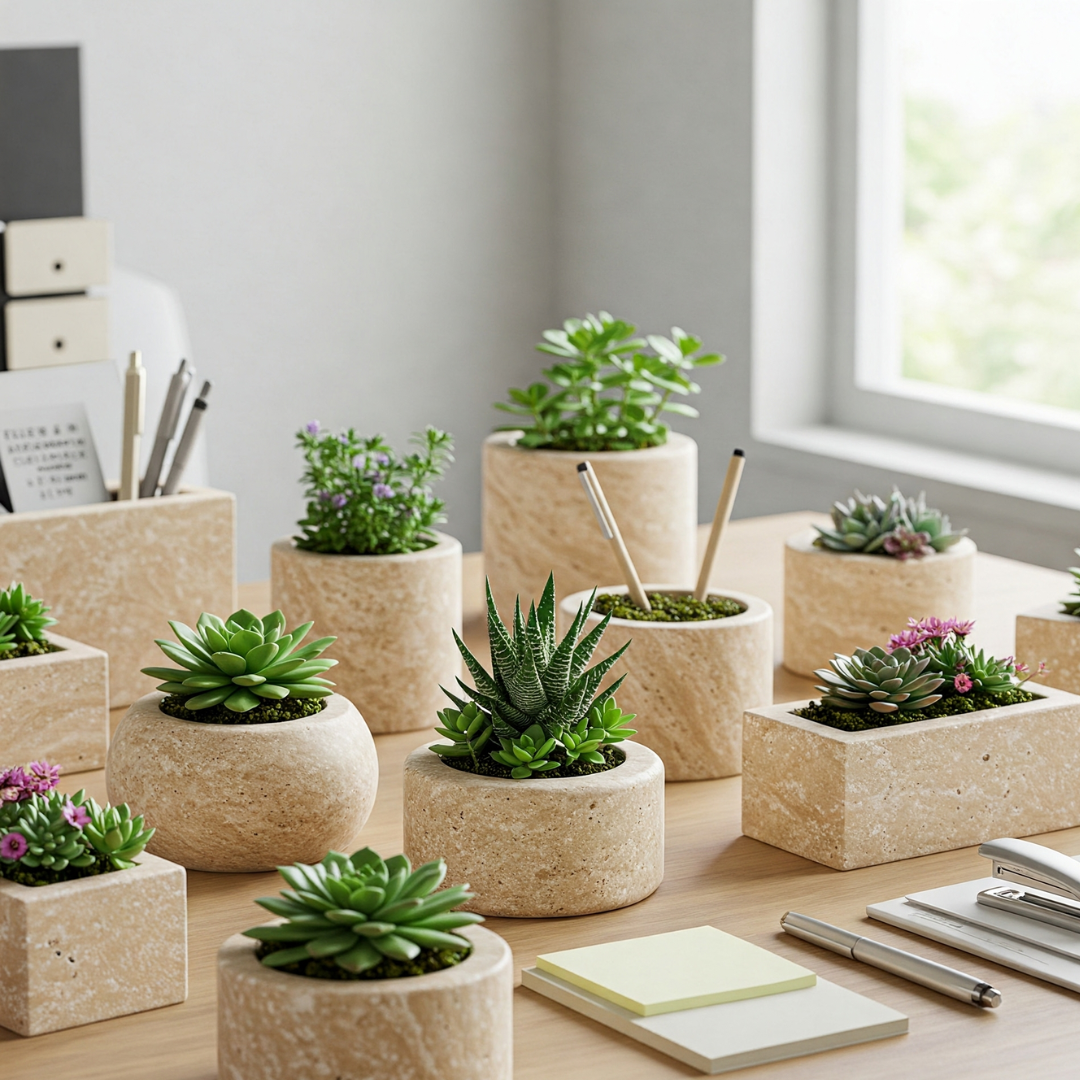 Mini Travertine Stone Planter
