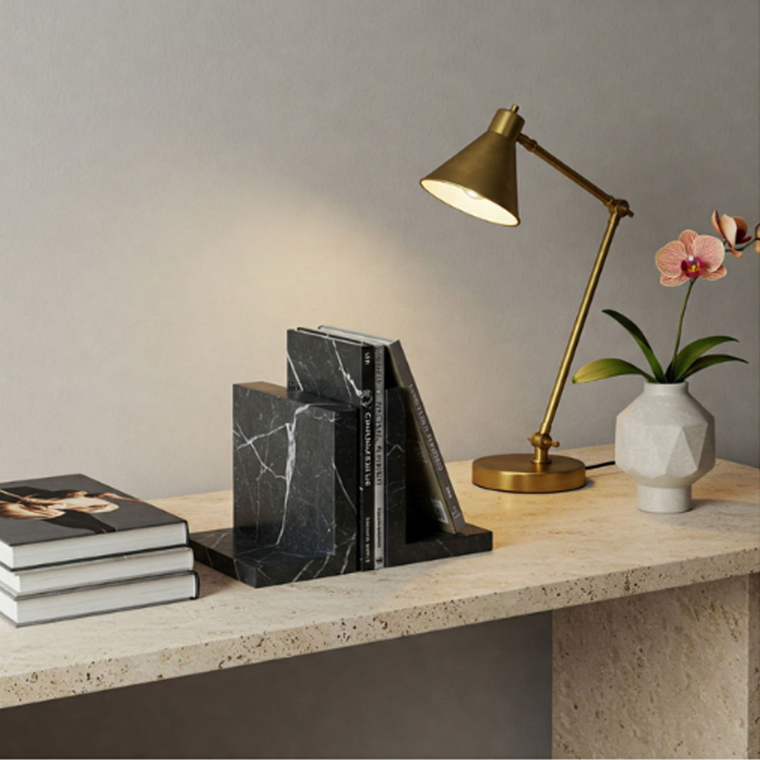 Luxury Modern Nordic Marble Movable Customizable Bookends Decorative Handmade Organizer Bookends Home Office/Living