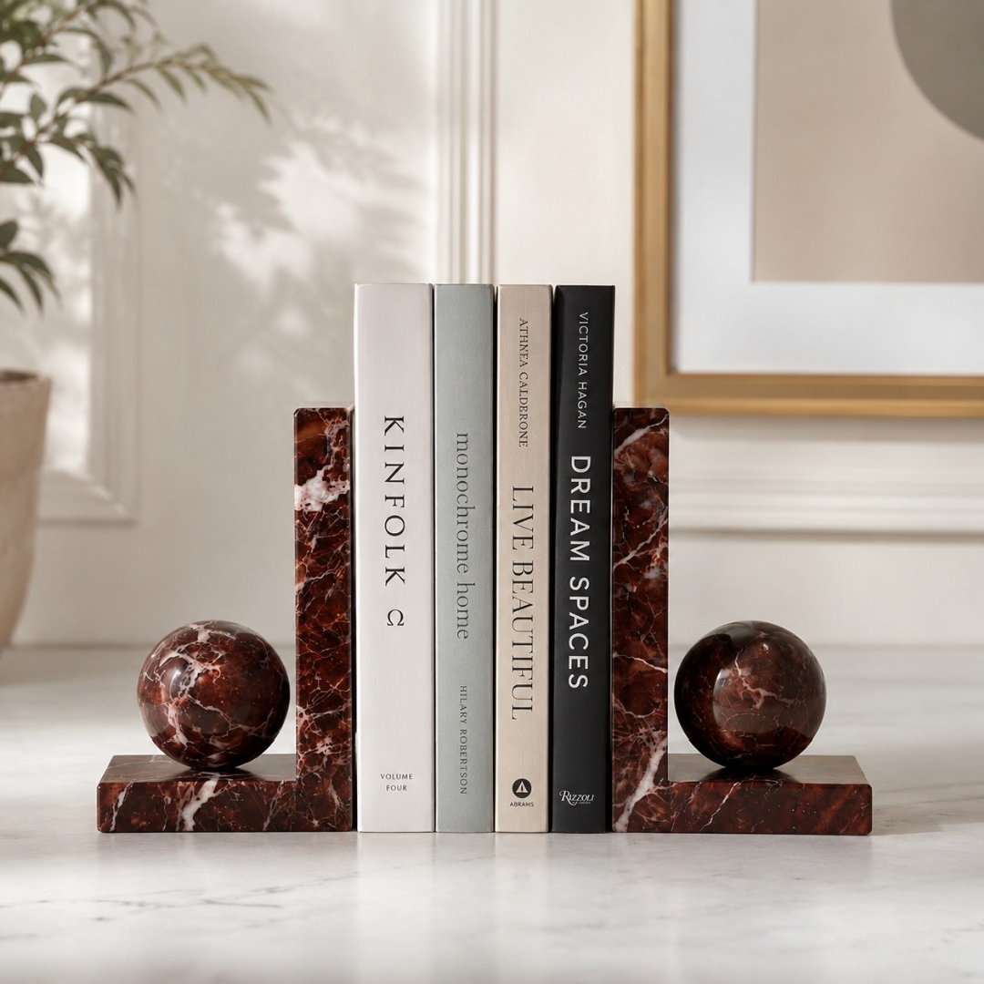 Luxury Modern Nordic Marble Movable Customizable Bookends Decorative Handmade Organizer Bookends Home Office/Living