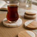 Natural Marble Coaster Set with Holder