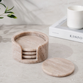 Natural Marble Coaster Set with Holder