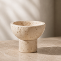 Natural Travertine Stone Pedestal Bowl