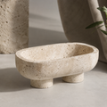 Natural Travertine Stone Pedestal Decorative Bowl