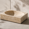 Natural Travertine Stone Rectangular Decorative Bowl