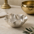 Silver Ruffled Decorative Bowl | Sculptural Luxury Centerpiece for Modern Home Décor