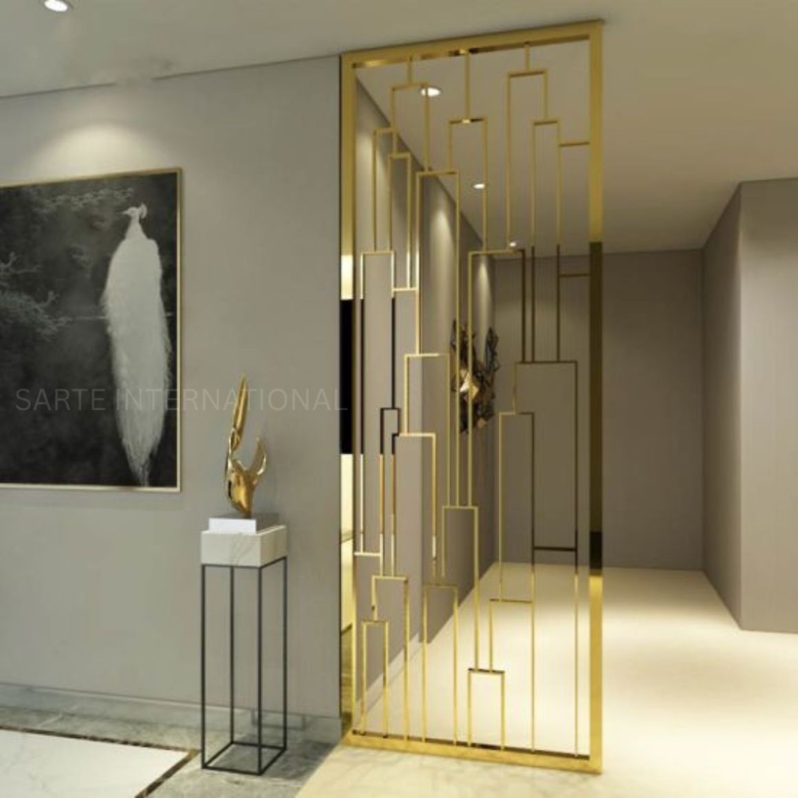 Luxury PVD Coated Stainless Steel Sliding Panel Modern Room Divider Custom Made Waterproof Foldable Handcrafted Screen