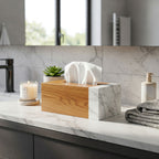 Luxury Handmade Natural Marble Wood Eco-friendly Customized Color Tissue Box Cover Modern Design Home Hotel Restaurant Tissue