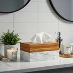 Luxury Handmade Natural Marble Wood Eco-friendly Customized Color Tissue Box Cover Modern Design Home Hotel Restaurant Tissue