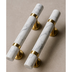 Direct Factory Supply Traditional White Marble Door Handle for Drawer Cabinet Dresser with Durable Push-Pull Function