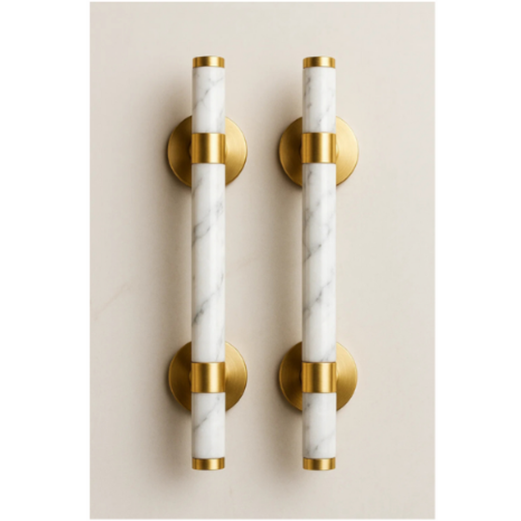 Direct Factory Supply Traditional White Marble Door Handle for Drawer Cabinet Dresser with Durable Push-Pull Function