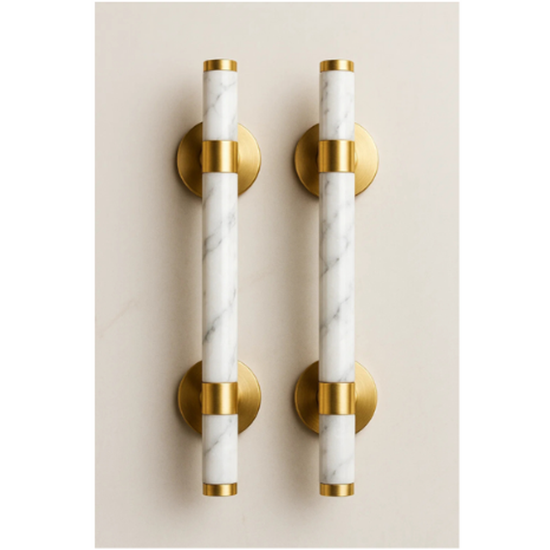 Direct Factory Supply Traditional White Marble Door Handle for Drawer Cabinet Dresser with Durable Push-Pull Function