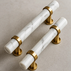 Direct Factory Supply Traditional White Marble Door Handle for Drawer Cabinet Dresser with Durable Push-Pull Function