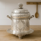 Vintage Silver Handcrafted Metal Candy Storage Jar Flip Top Dustproof Lid Eco-Friendly Modern Luxury for Presents Home Kitchen
