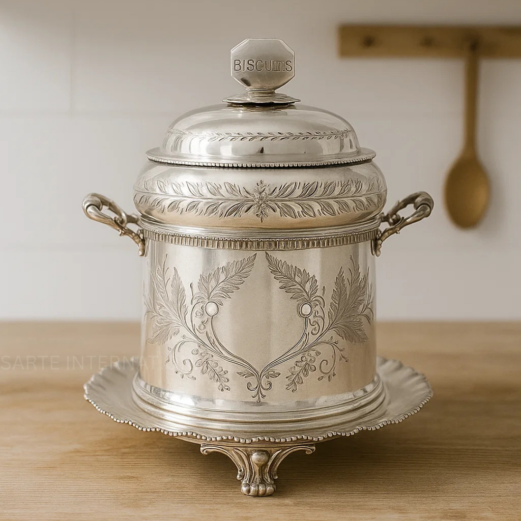 Vintage Silver Handcrafted Metal Candy Storage Jar Flip Top Dustproof Lid Eco-Friendly Modern Luxury for Presents Home Kitchen