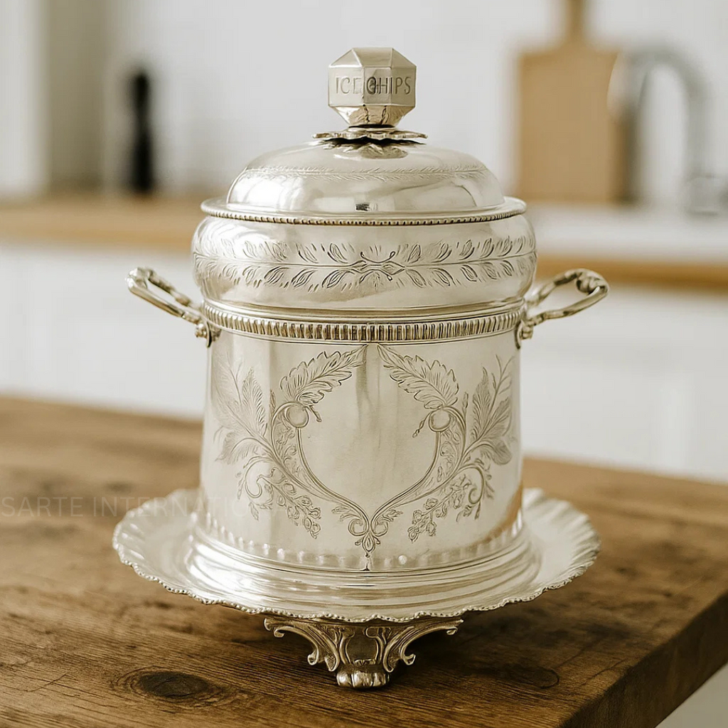 Vintage Silver Handcrafted Metal Candy Storage Jar Flip Top Dustproof Lid Eco-Friendly Modern Luxury for Presents Home Kitchen