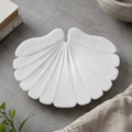 White Natural Marble Shell Tray | Hand-Carved Scallop Decorative Serving Tray