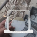 Luxury White Marble Coaster Set with Brass Inlay | Handmade Natural Stone Drink Coasters | OEM Manufacturer & Exporter - 7x7cm