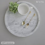Luxury Pink Marble Serving Tray with Brass Star Inlay