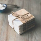 Natural Marble Coaster Set with Holder